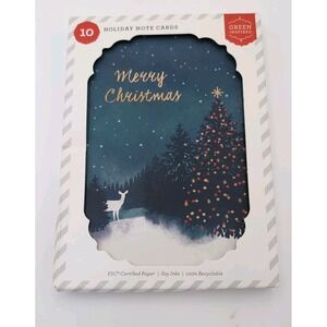 10pk Holiday Christmas Boxed Note Cards Envelopes Green Inspired Target